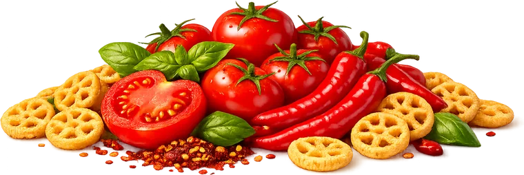 Dubai Bites wheels heaped with tomatoes, red chillies and basil