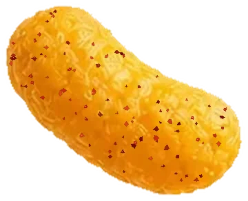 A Dubai Pofak Chilli Cheeze puff, dusted with chilli